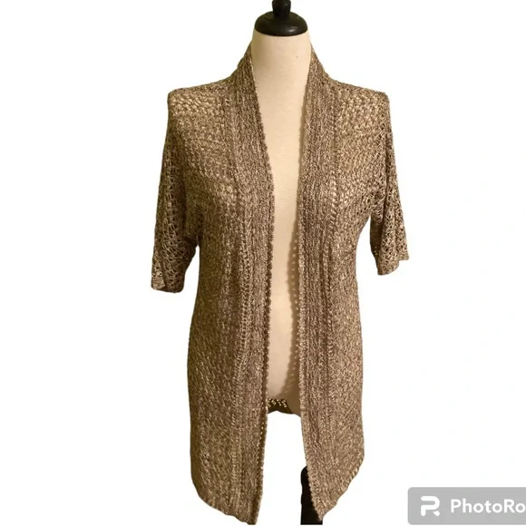 N. Direction long cardigan, heather barley, tan, size XL - Picture 3 of 4